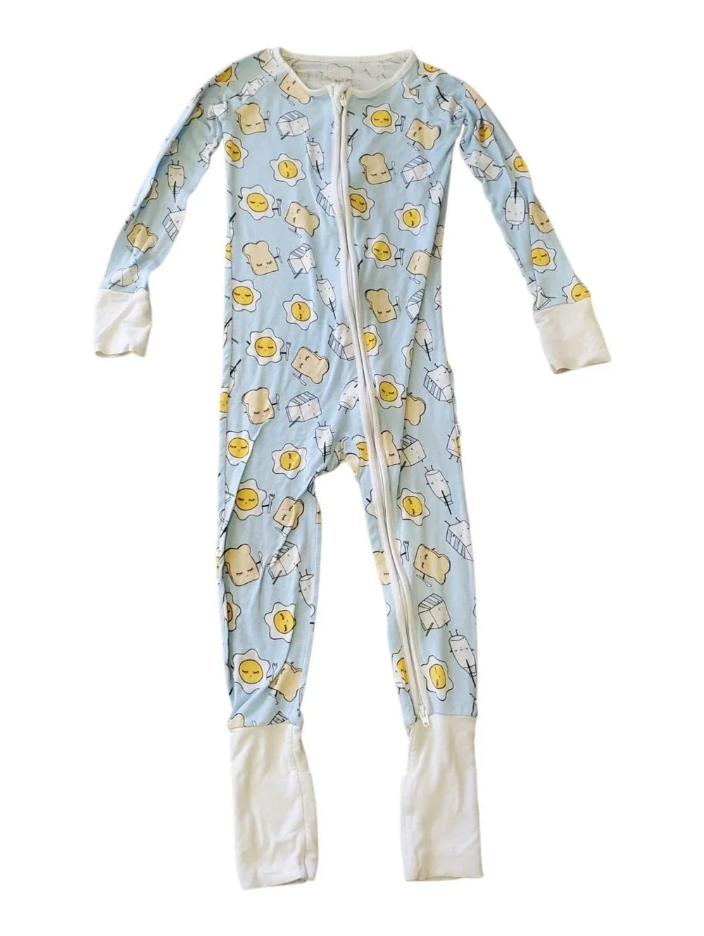 Little Sleepies Blue Breakfast Buddies Zippy Toddler Size 3T